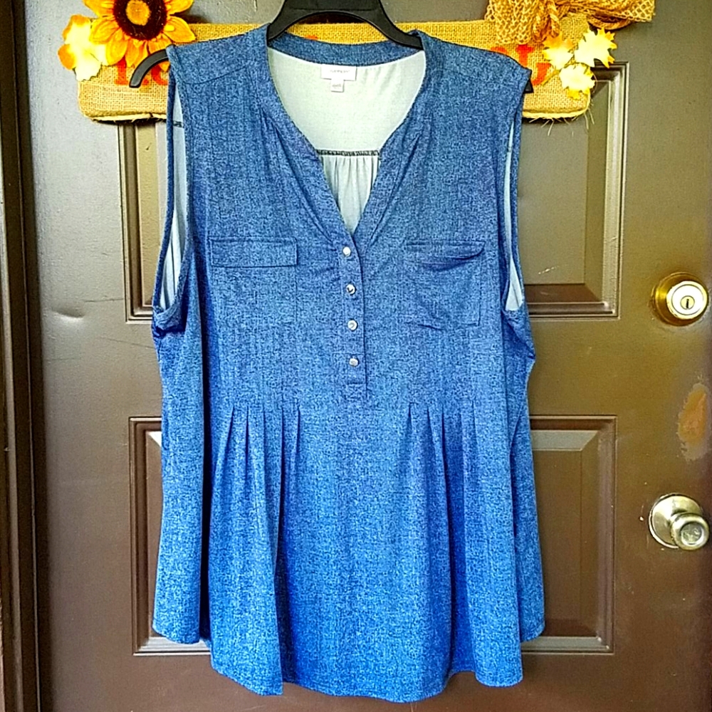 Denim look sleeveless top